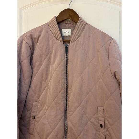 Nine West Jacket Extra Large Snap Up Puffer Bomber Quilted Pink Mauve - Picture 2 of 13